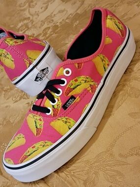 VANS Pink Taco Print Authentic Sneakers Men's 8.0 Women's 9.5